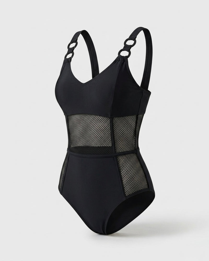 Capucine™ | fashion sexy see-through malla spliced stretch una pieza bañador
