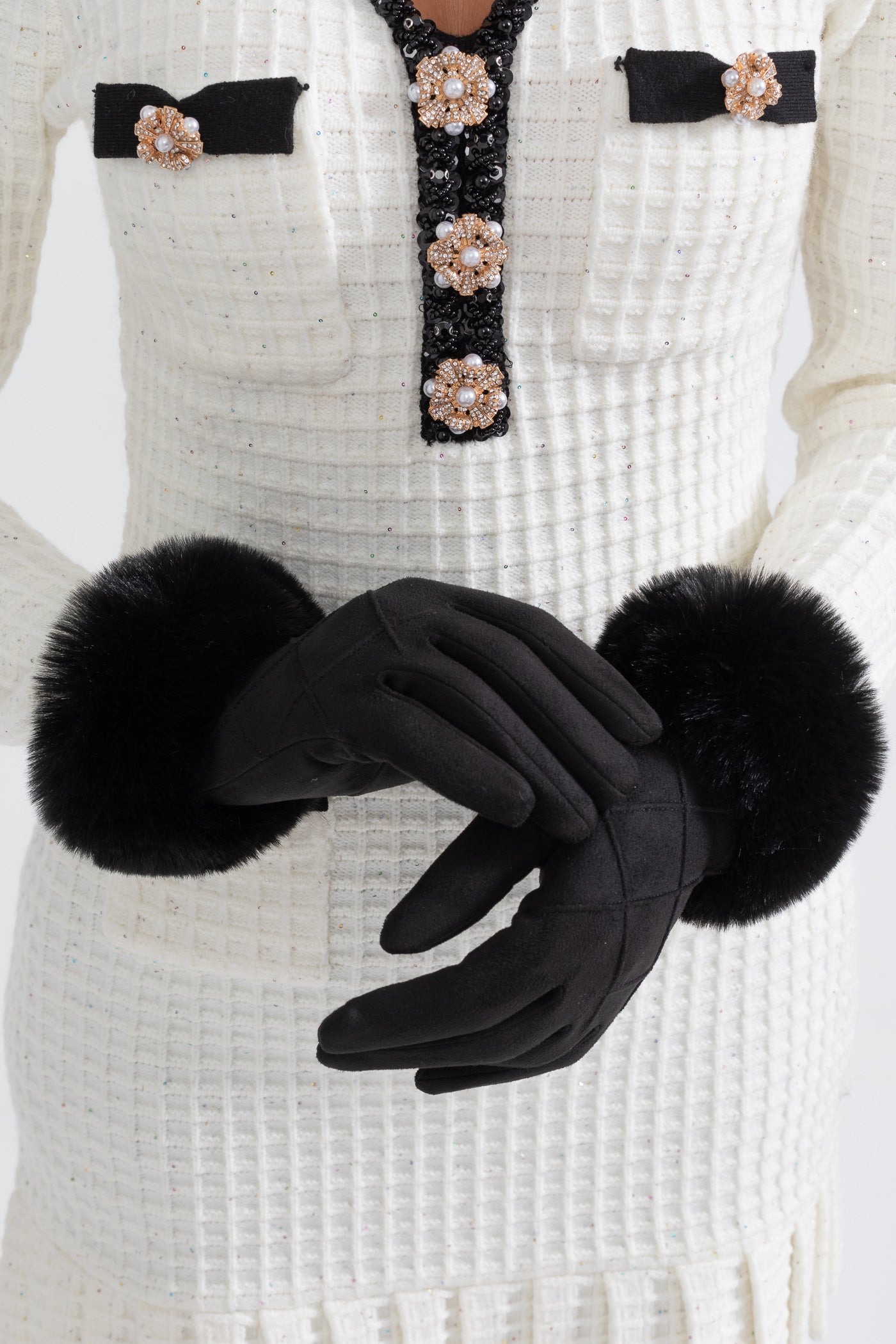 Adélaïde™ | Guantes acolchados de ante con pelo