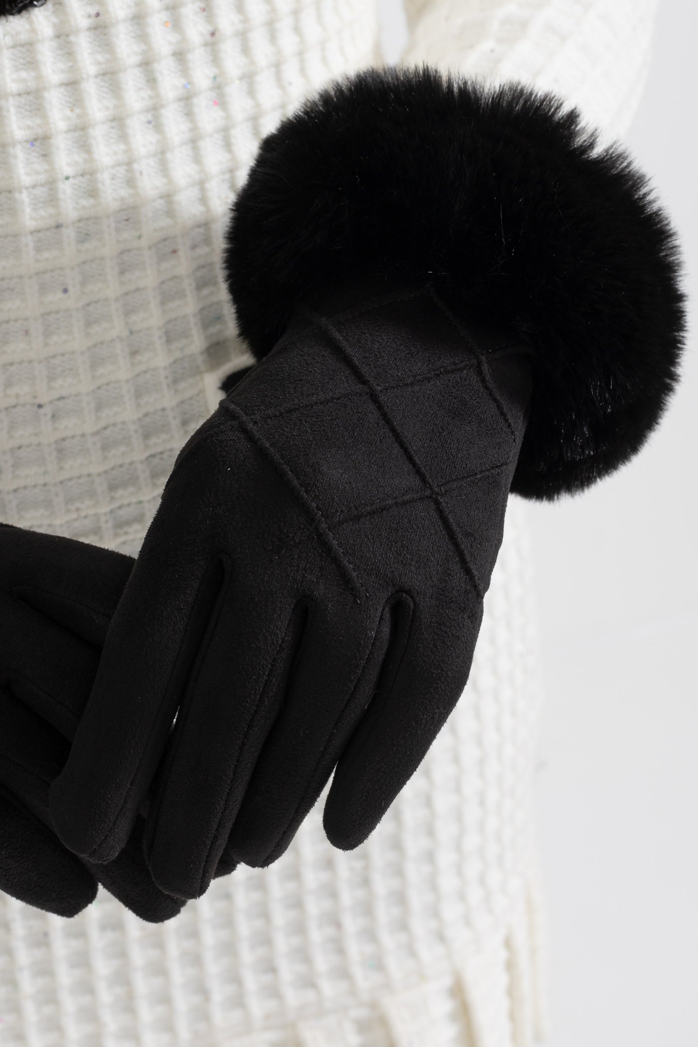 Adélaïde™ | Guantes acolchados de ante con pelo