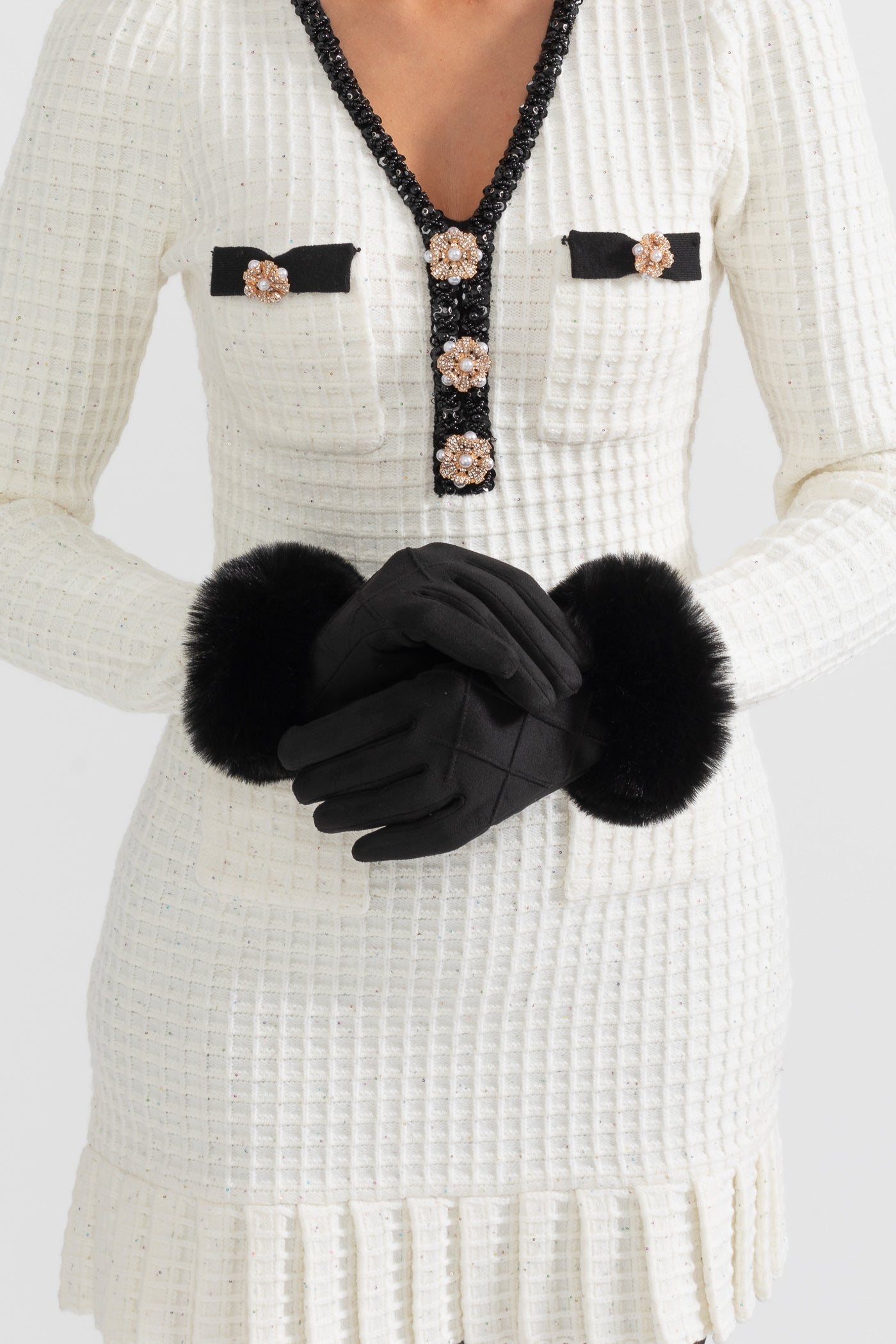 Adélaïde™ | Guantes acolchados de ante con pelo
