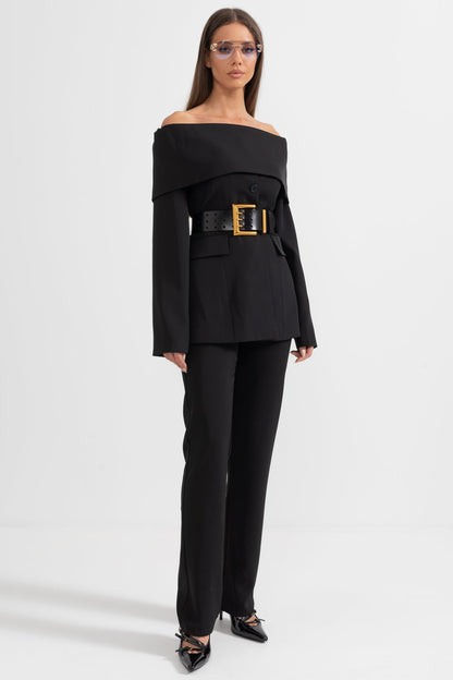Sélithra™ | Chaqueta negra hombros calados