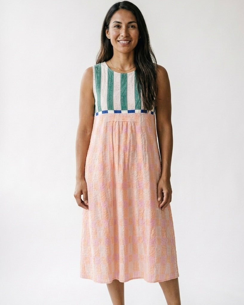 Victoire™ | Vestido midi a rayas pastel