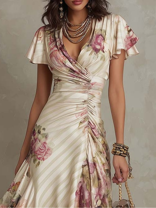 Ilusión™ | Vestido Floral Elegante Drapado Camille