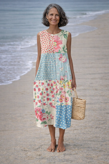 Inès™ | Vestido Midi Patchwork