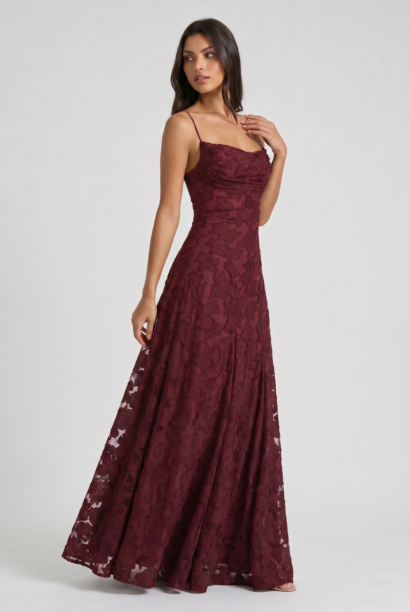 Eloísa™ | Maxi Dress with Cowl Neck and Lace-Up Back