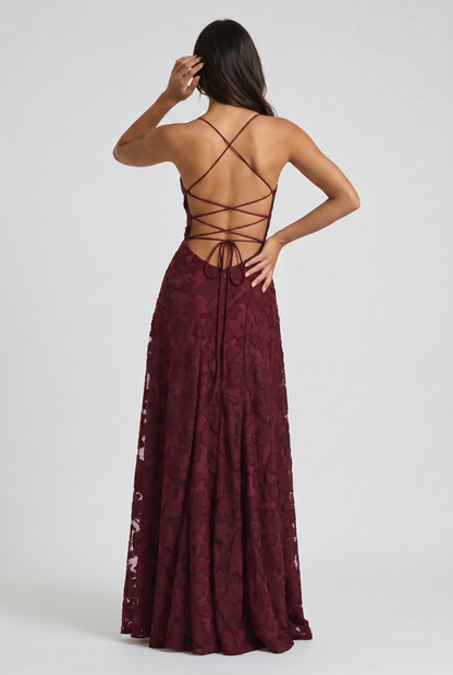 Eloísa™ | Maxi Dress with Cowl Neck and Lace-Up Back