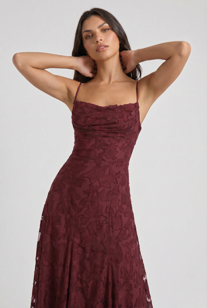 Eloísa™ | Maxi Dress with Cowl Neck and Lace-Up Back