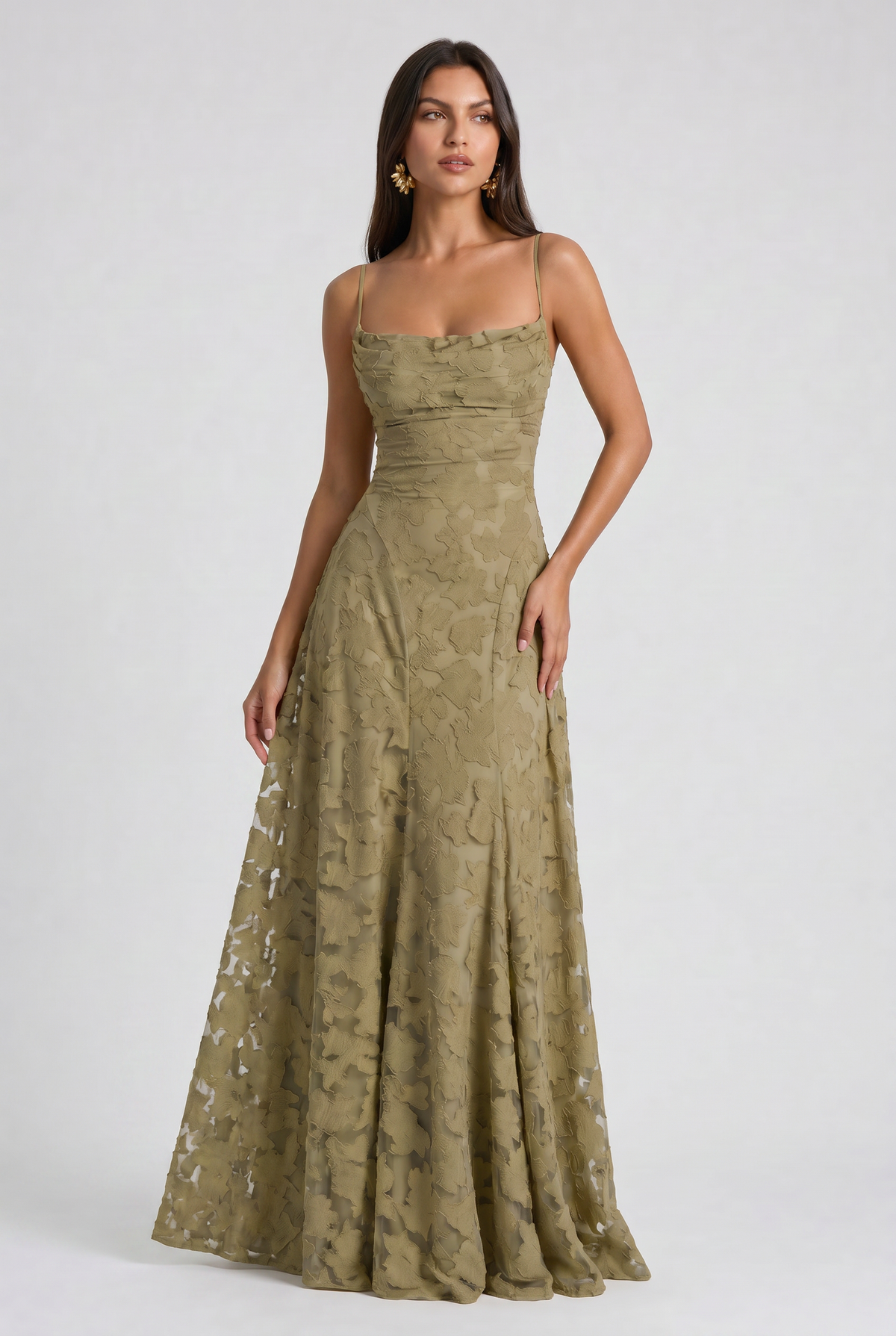 Eloísa™ | Maxi Dress with Cowl Neck and Lace-Up Back