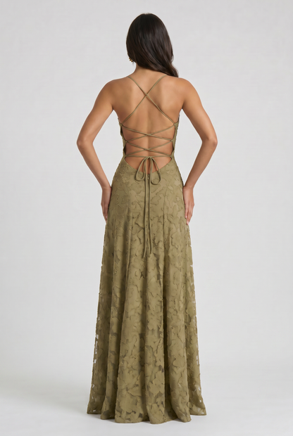 Eloísa™ | Maxi Dress with Cowl Neck and Lace-Up Back