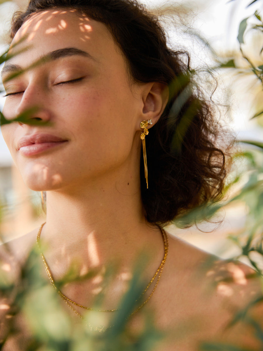 María Susana™ | Pendientes Brillantes en Forma de Hoja