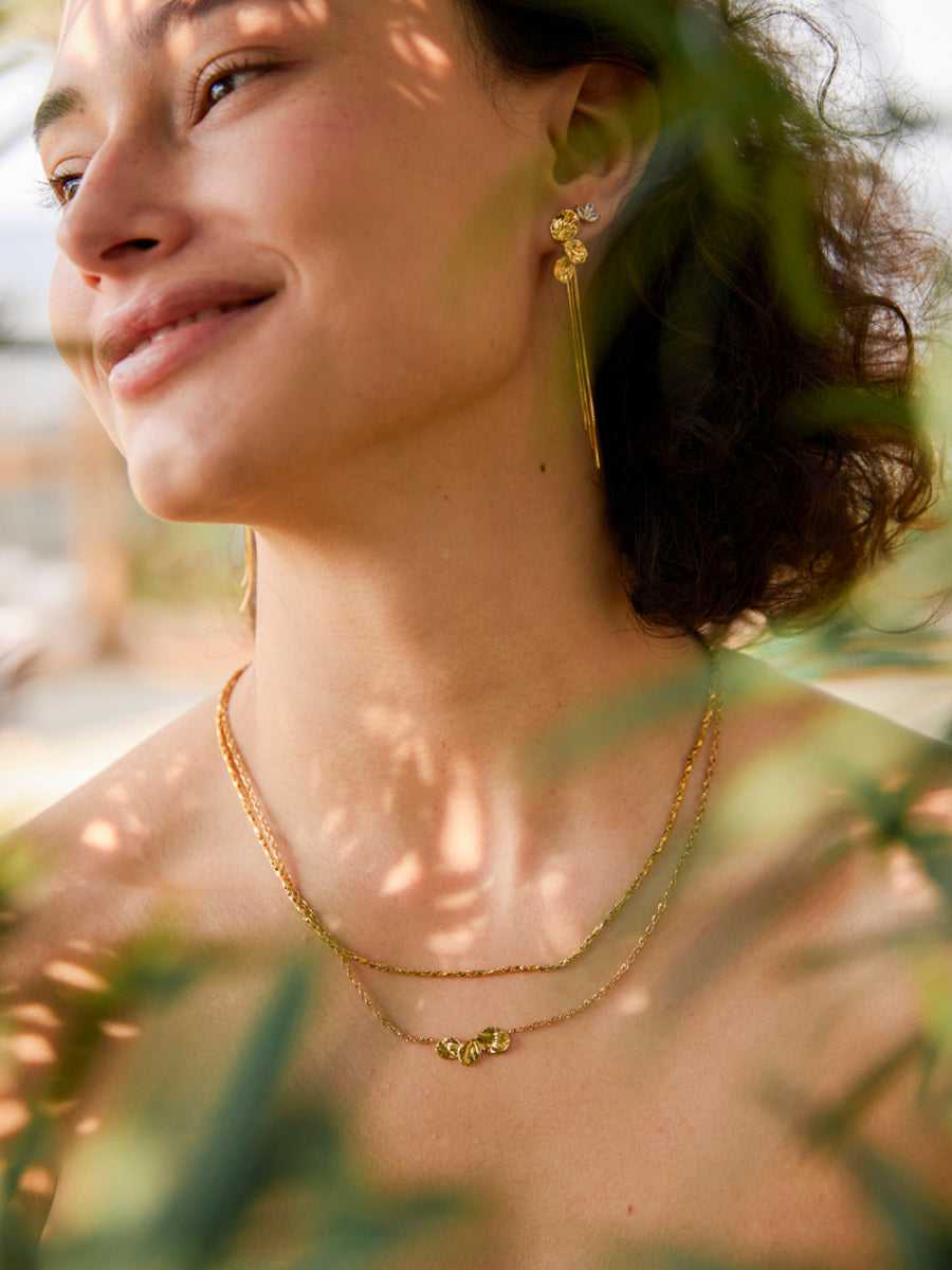 María Susana™ | Pendientes Brillantes en Forma de Hoja
