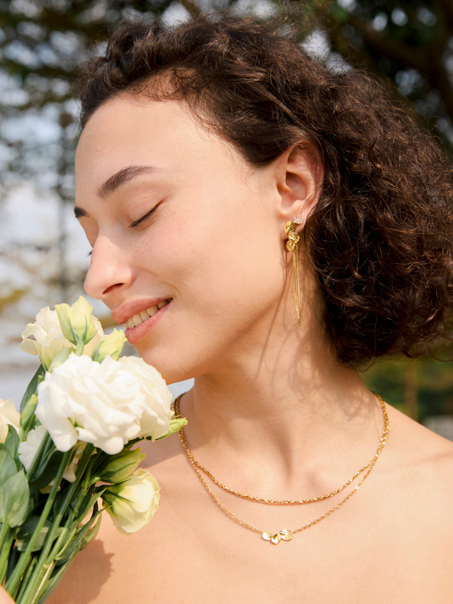María Susana™ | Pendientes Brillantes en Forma de Hoja