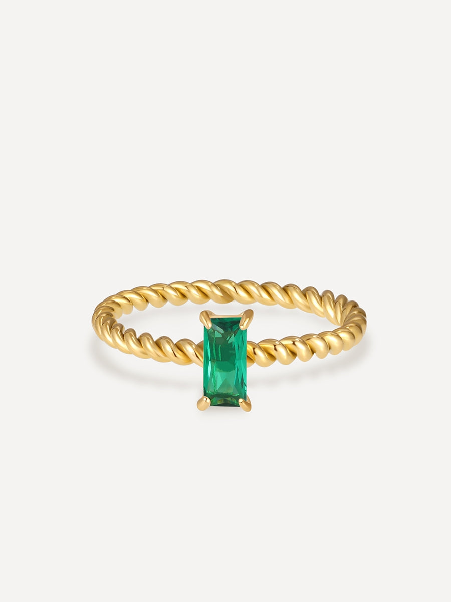 María Pureza™ | Anillo Espiral Verde Elegante