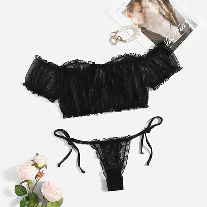 Apolline™ | Conjunto bralette sin tirantes con volantes
