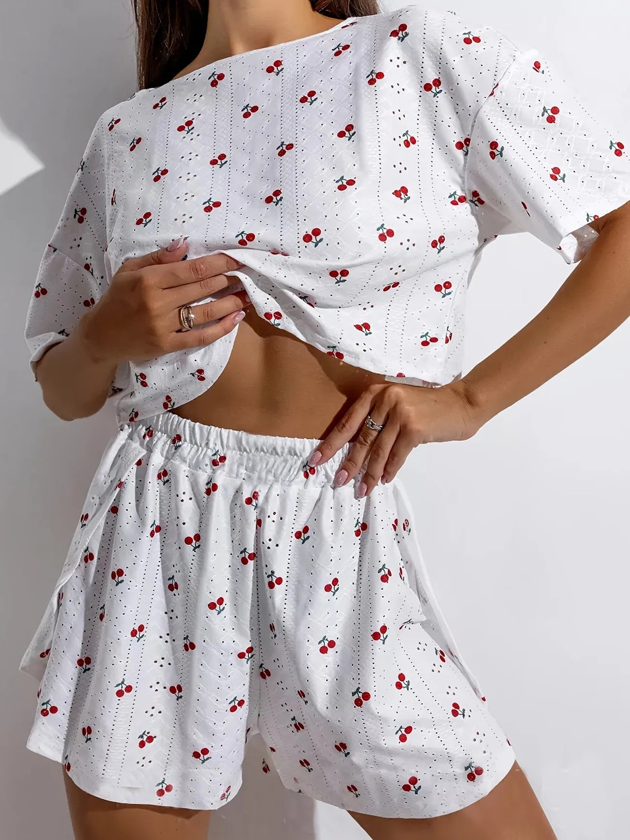 Honorine™ | Pijama corto holgado con estampado de corazones