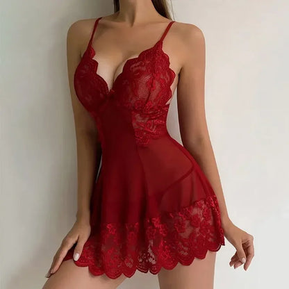 Coralie™ | Conjunto de encaje con camisón corto
