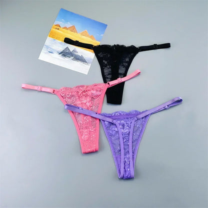Adèle™ | Pack 3 tangas de encaje transparente