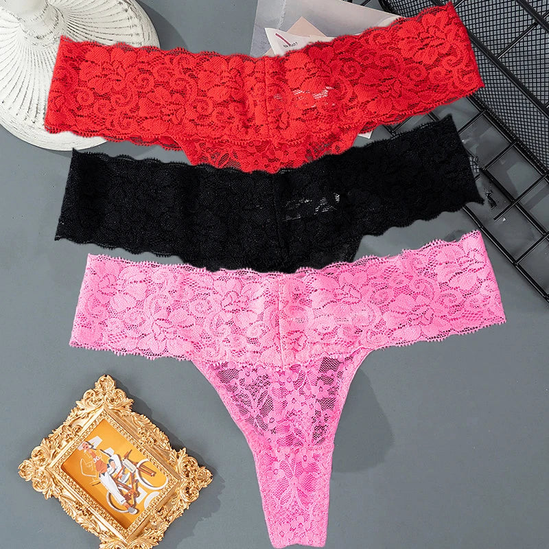 Pauline™ | Pack 3 tangas de encaje floral