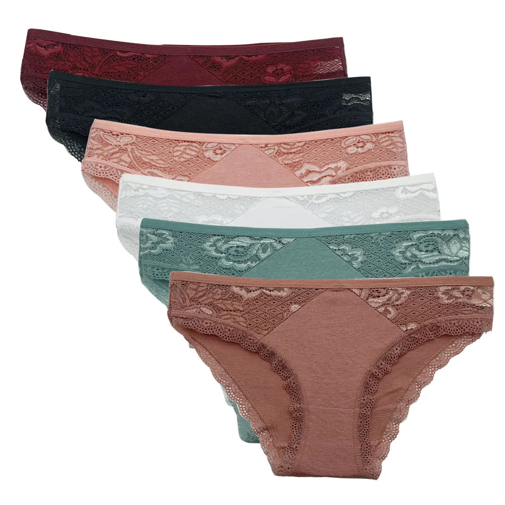 Émilie™ | Pack 5 panties de encaje tiro bajo