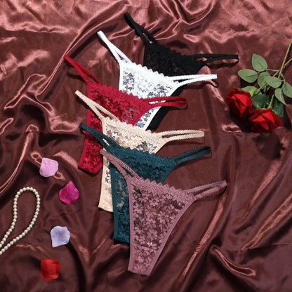 Alix™ | Tanga de malla con encaje floral