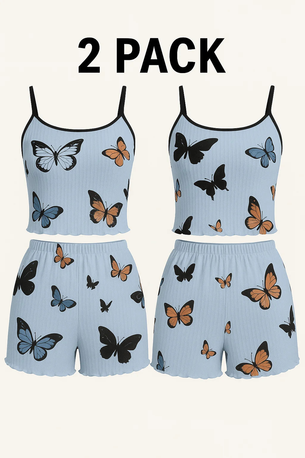 Odile™ | Pijama corto con estampado de mariposas