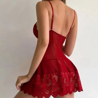Coralie™ | Conjunto de encaje con camisón corto