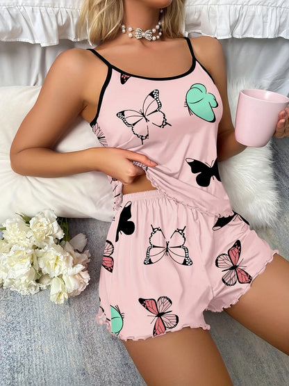 Odile™ | Pijama corto con estampado de mariposas