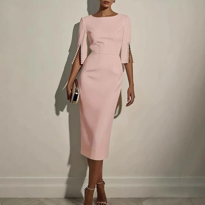 Anisia™ | VESTIDO ELEGANTE CON MANGAS ABIERTAS EMBELLECIDAS CON PERLAS