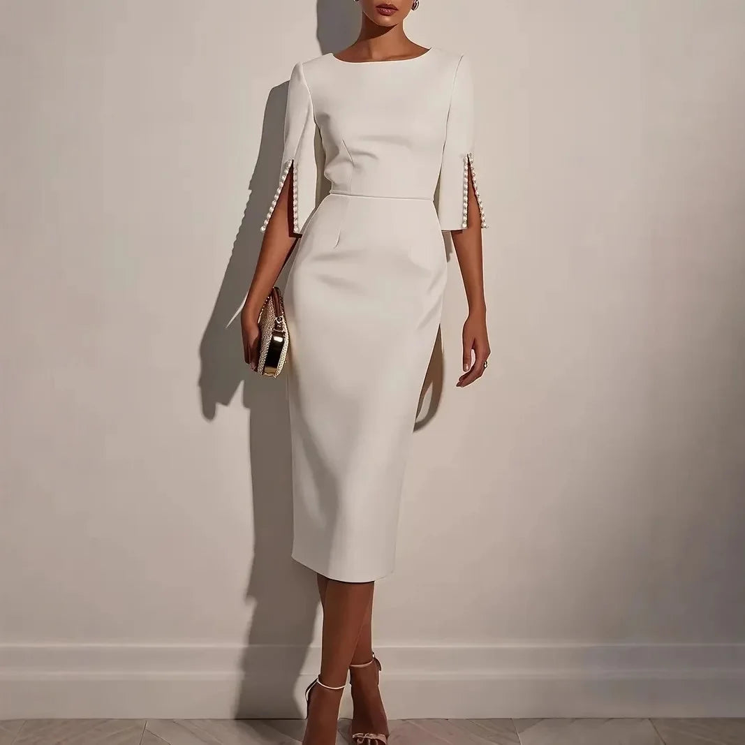 Anisia™ | VESTIDO ELEGANTE CON MANGAS ABIERTAS EMBELLECIDAS CON PERLAS