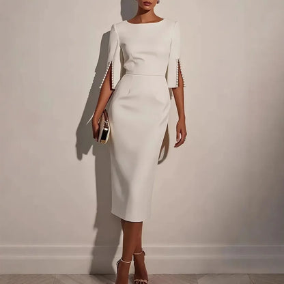 Anisia™ | VESTIDO ELEGANTE CON MANGAS ABIERTAS EMBELLECIDAS CON PERLAS