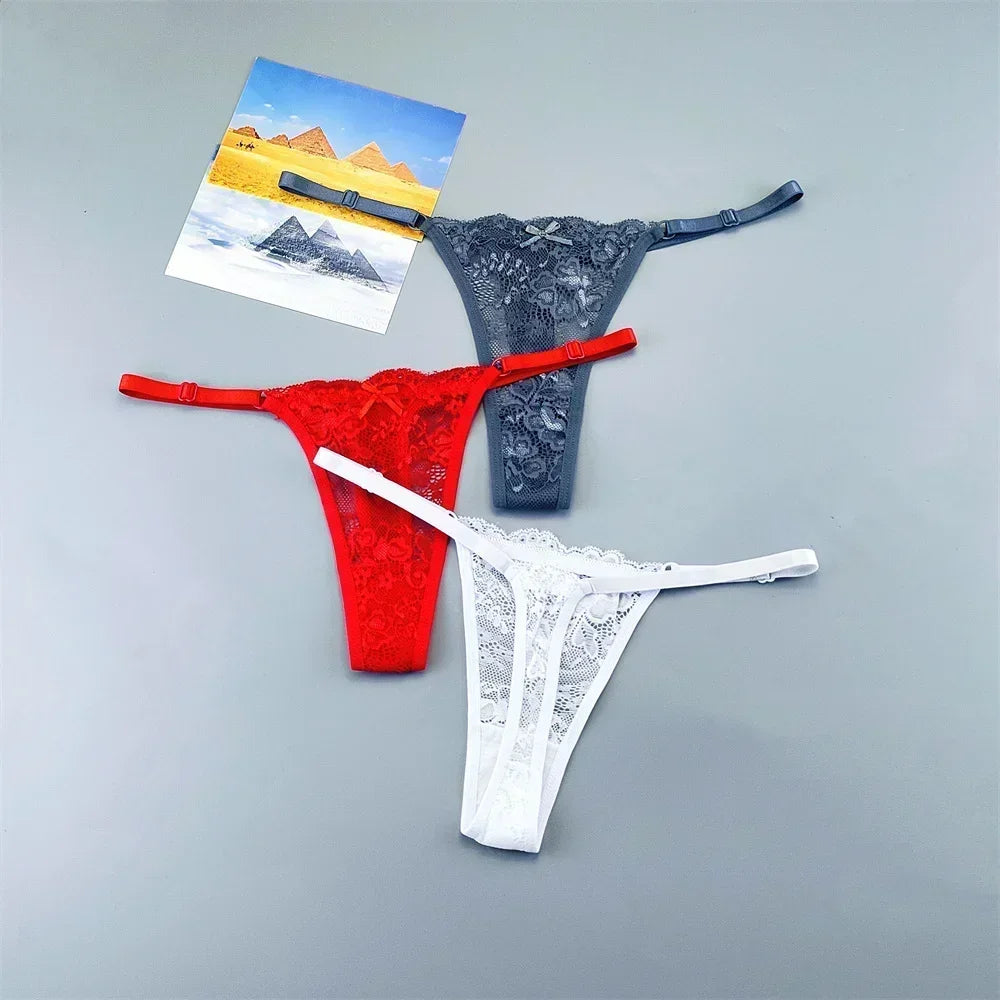 Adèle™ | Pack 3 tangas de encaje transparente