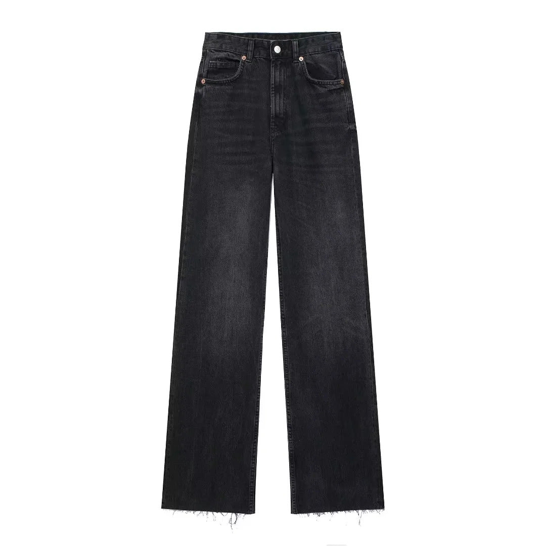 Isaline™ | Vaquero negro pernera ancha