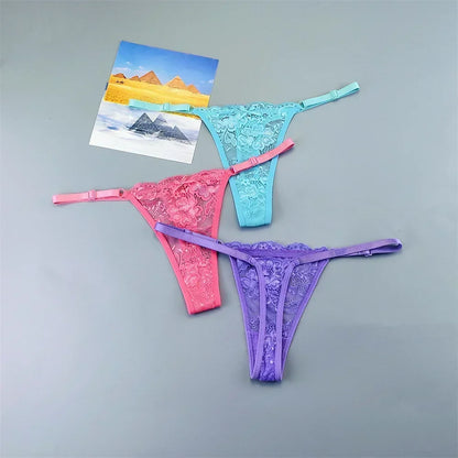 Adèle™ | Pack 3 tangas de encaje transparente