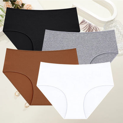 Béatrice™ | Pack 4 bragas de algodón cintura alta