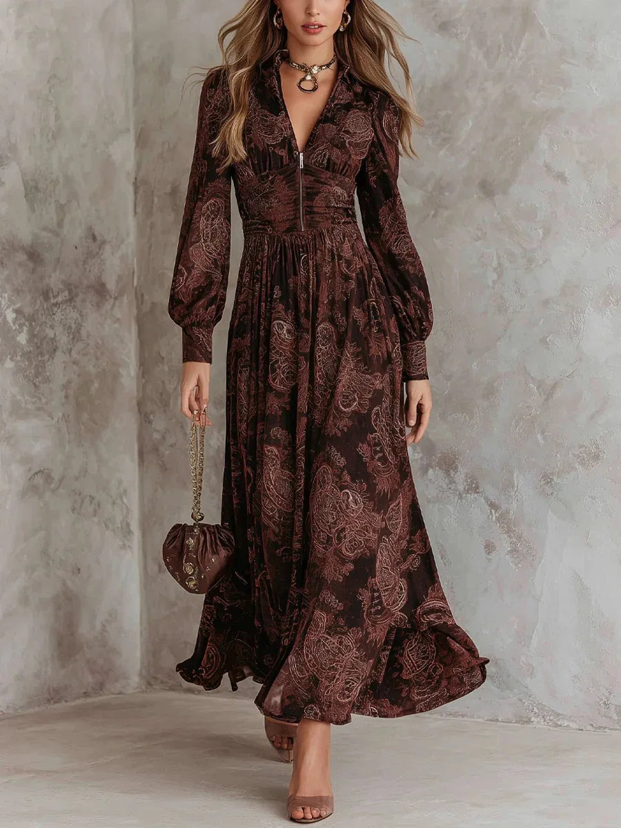 Denia™ | VESTIDO LARGO CON ELEGANTE ESTAMPADO VINTAGE