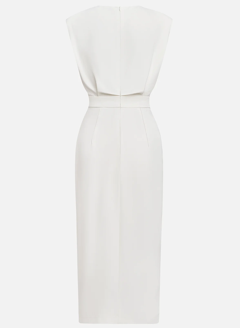 Bella™ | Vestido Midi Ajustado con Detalles en Botones Dorados