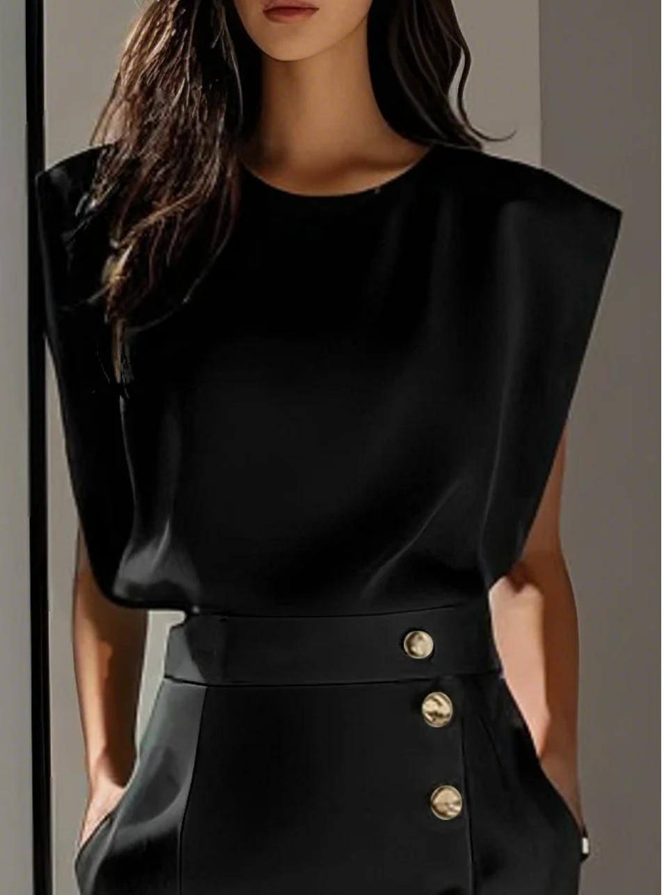 Bella™ | Vestido Midi Ajustado con Detalles en Botones Dorados