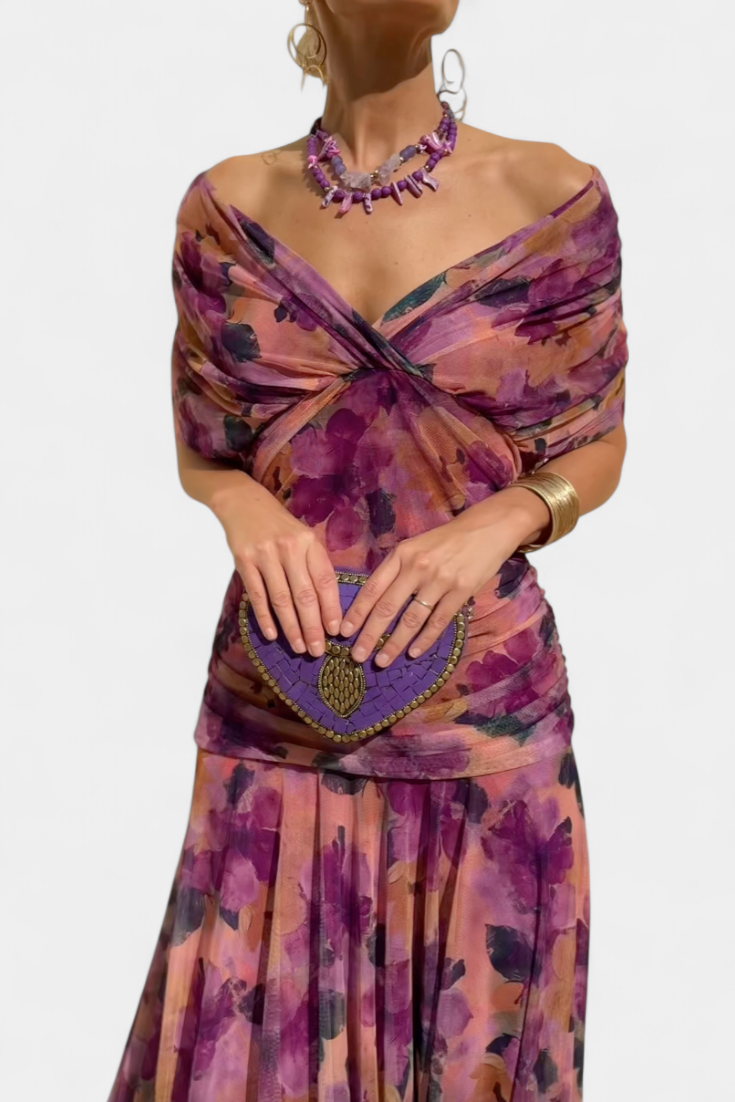 Fanny™ | Vestido Largo con Estampado Floral y Cuello en V
