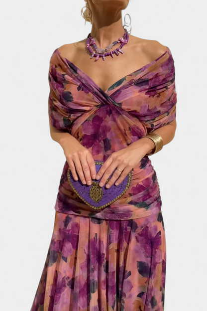 Fanny™ | Vestido Largo con Estampado Floral y Cuello en V