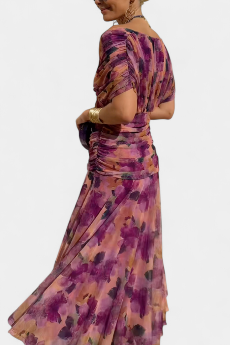Fanny™ | Vestido Largo con Estampado Floral y Cuello en V