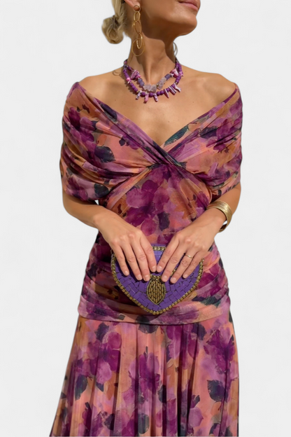 Fanny™ | Vestido Largo con Estampado Floral y Cuello en V