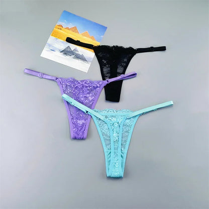 Adèle™ | Pack 3 tangas de encaje transparente