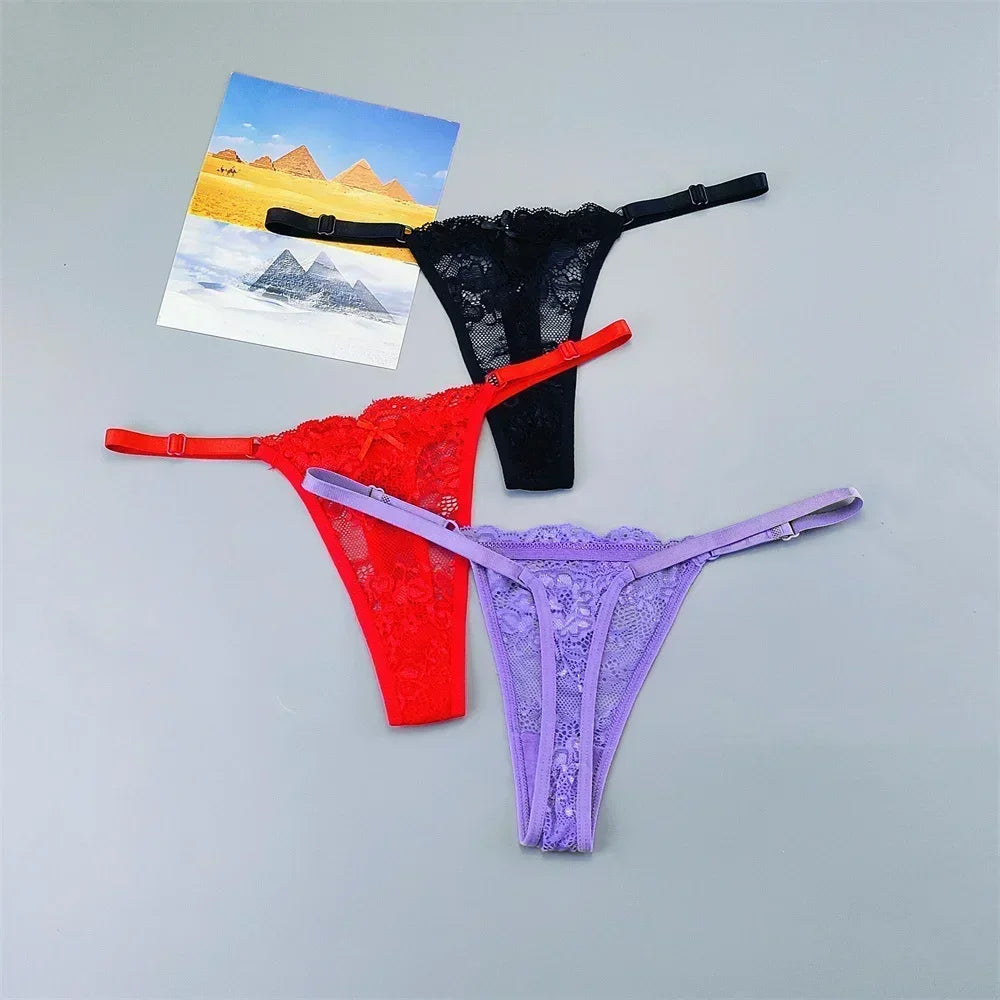 Adèle™ | Pack 3 tangas de encaje transparente