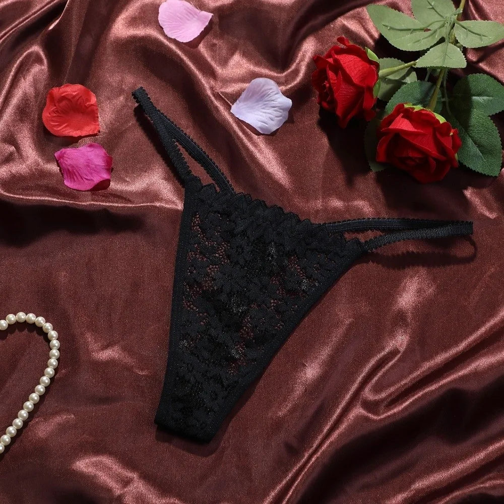Alix™ | Tanga de malla con encaje floral