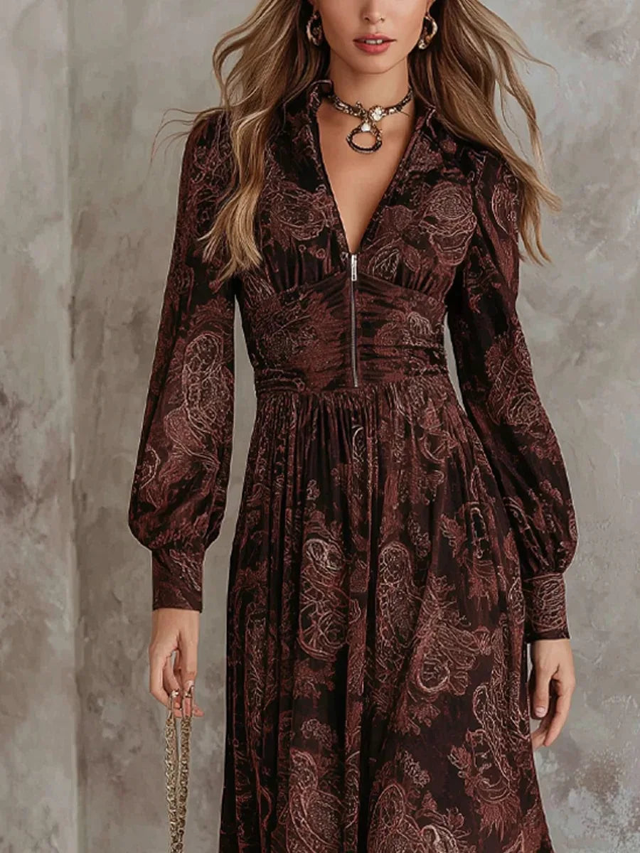 Denia™ | VESTIDO LARGO CON ELEGANTE ESTAMPADO VINTAGE
