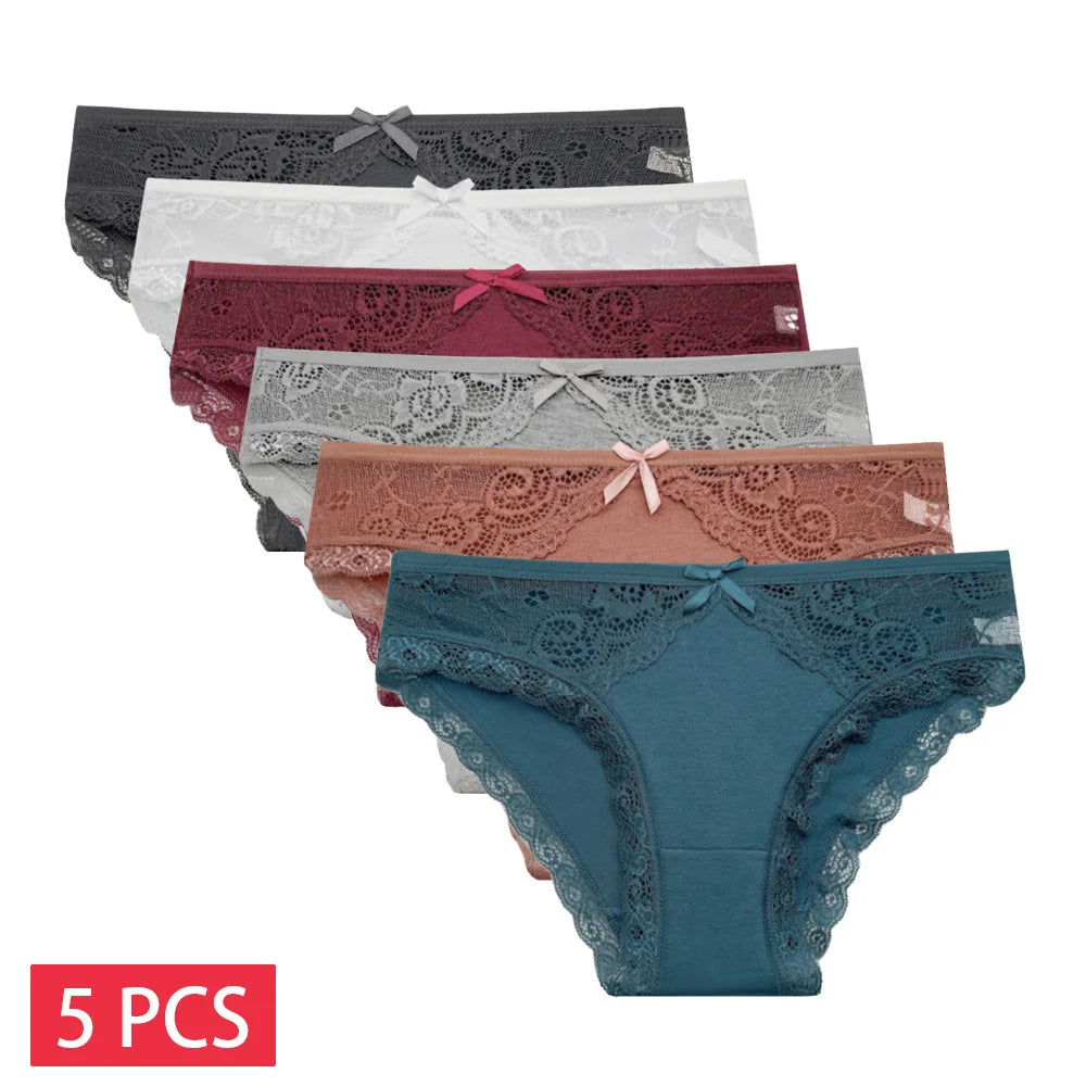 Émilie™ | Pack 5 panties de encaje tiro bajo