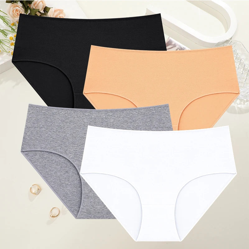 Béatrice™ | Pack 4 bragas de algodón cintura alta
