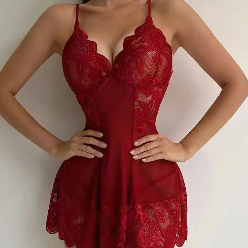 Coralie™ | Conjunto de encaje con camisón corto