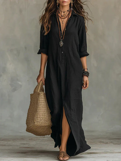María Uxue™ | Vestido maxi con silueta favorecedora versátil para el día a día