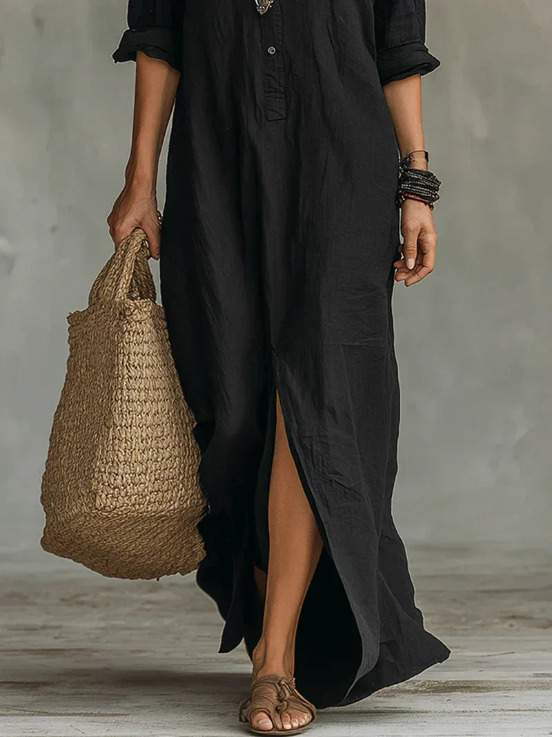 María Uxue™ | Vestido maxi con silueta favorecedora versátil para el día a día